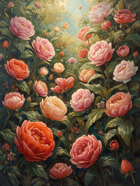 Paint by Number Blush Peony Garden – Floral Paint by Number Kit