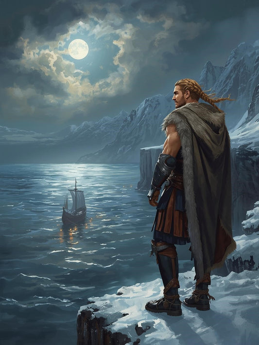 Paint by Number Nordic Warrior at Moonrise – DIY Canvas Painting Kit