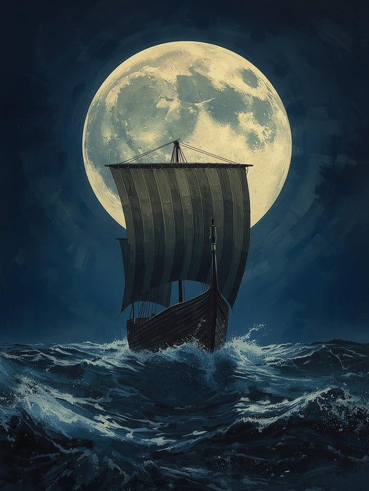 Paint by Number Moonlit Viking Ship Voyage – Paint by Number for Adults