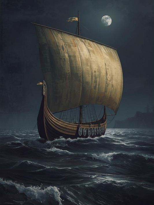 Paint by Number Viking Longship at Sea – Adult DIY Wall Art Canvas