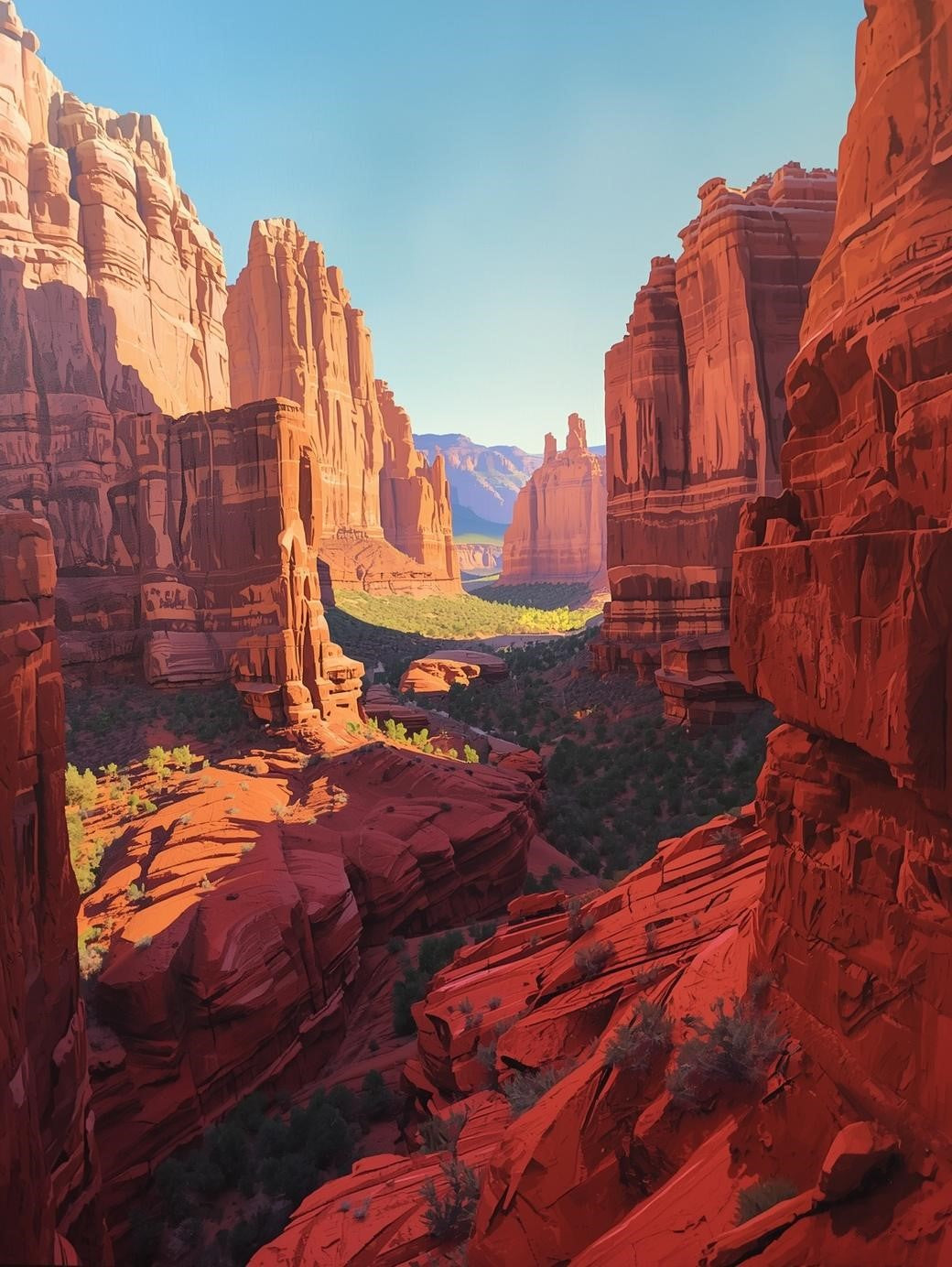 Paint by Number Red Rock Desert Valley with Towering Cliffs – DIY Paint by Number Kit