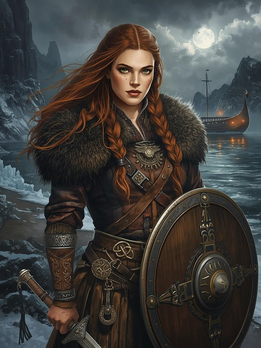 Paint by Number Viking Shieldmaiden of Winter – Adult Paint by Number Canvas