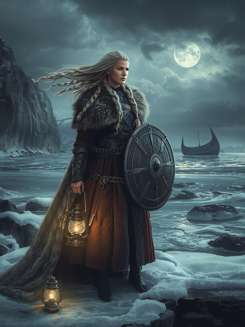Paint by Number Moonlit Shieldmaiden of the North – Paint by Number for Adults