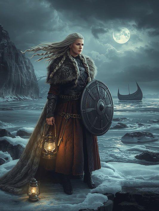 Paint by Number Moonlit Shieldmaiden of the North – Paint by Number for Adults