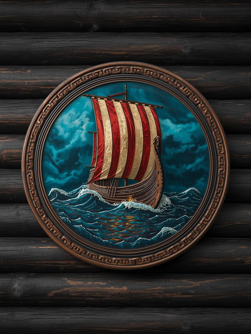 Paint by Number Viking Longship Emblem – DIY Wall Art Canv