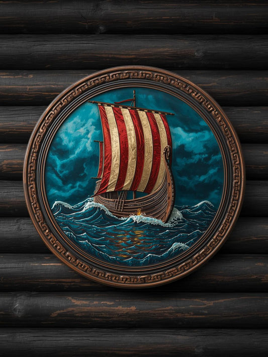 Paint by Number Viking Longship Emblem – DIY Wall Art Canv