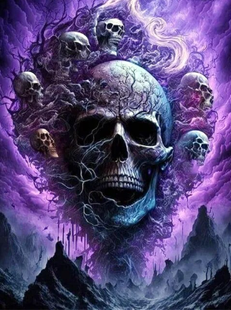 Paint by Number Purple Skeletons