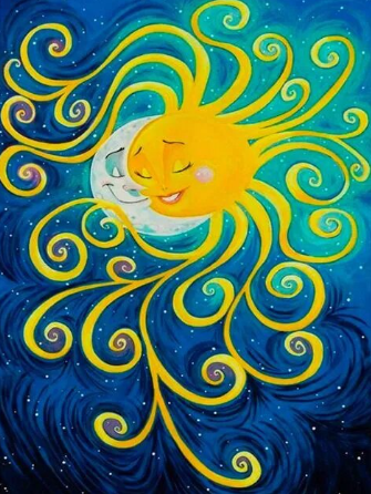 Paint By Number Abstract Sun and Moon