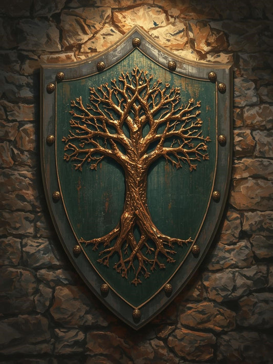 Paint by Number Tree of Life Heraldic Shield – DIY Acrylic Painting Kit