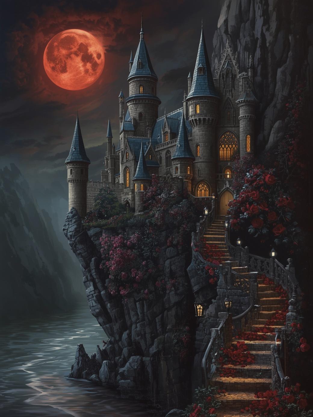 Paint by Number Crimson Moon Castle – Paint by Number for Adults
