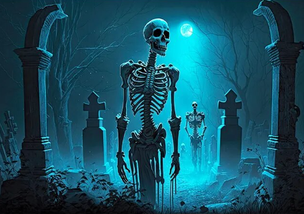 Paint by Number Skeleton in Graveyard