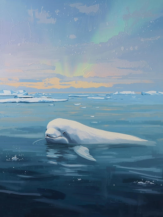 Paint by Number Peaceful Beluga Whale in Arctic Waters - Paint by Number Kit for Adults