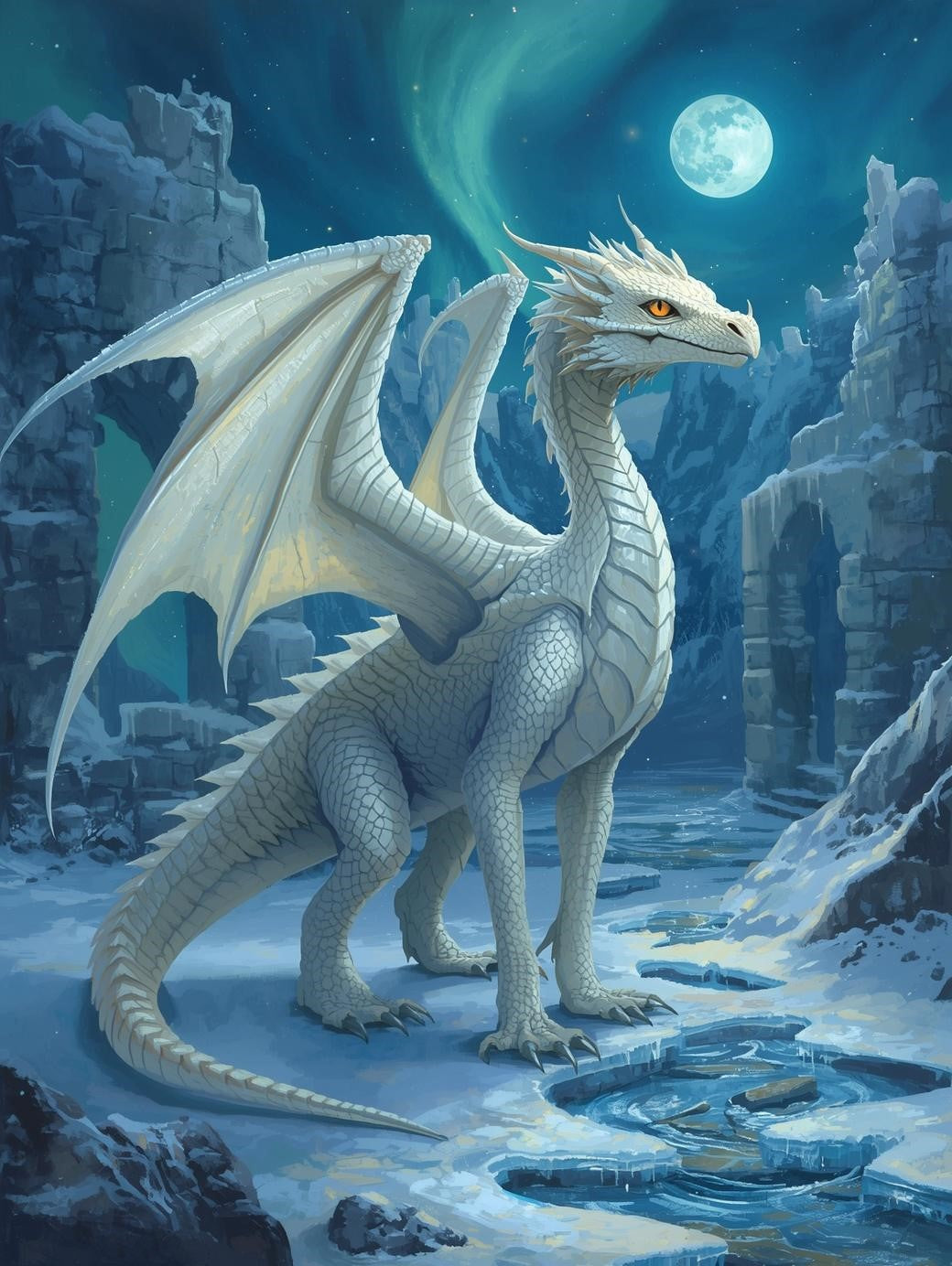 Paint by Number White Dragon Under the Moon  – Adult DIY Painting Kit
