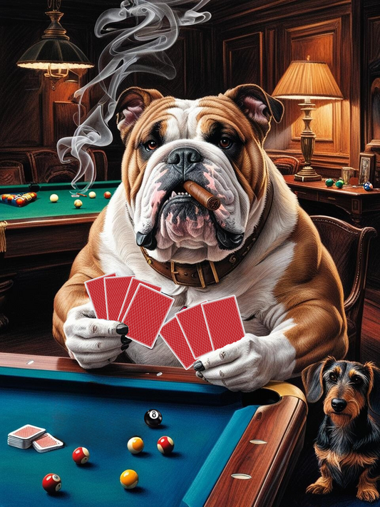 Paint by Number Bulldog & Pals Poker Night