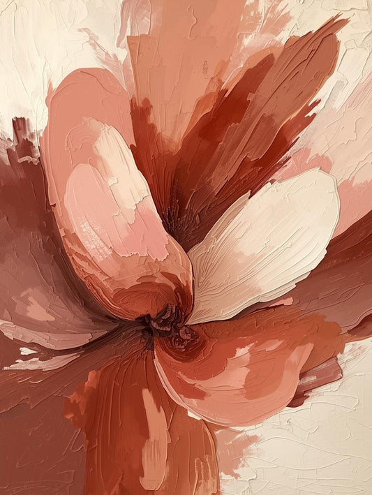 Paint by Number Coral Petal Burst – Abstract Floral Canvas Kit for Adults
