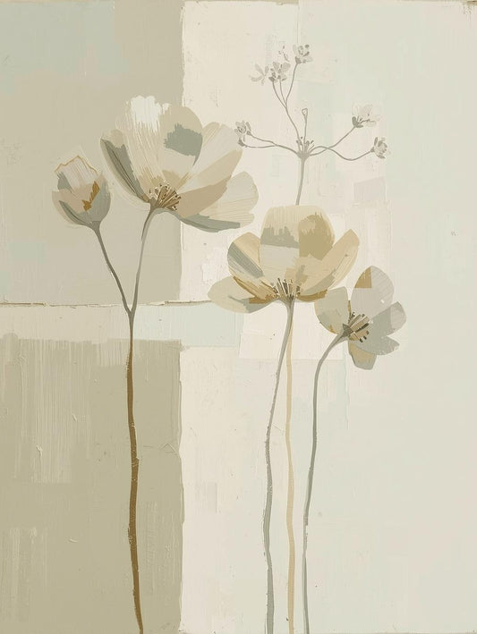 Paint by Number Soft Neutral Stems – Abstract Botanical Canvas Kit for Adults
