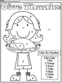 Free Color By Number Thanksgiving Pie