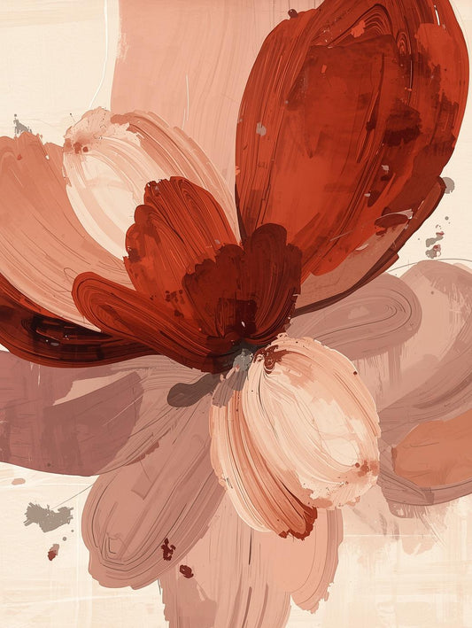 Paint by Number Crimson Petal Expression – Abstract Floral Canvas Kit