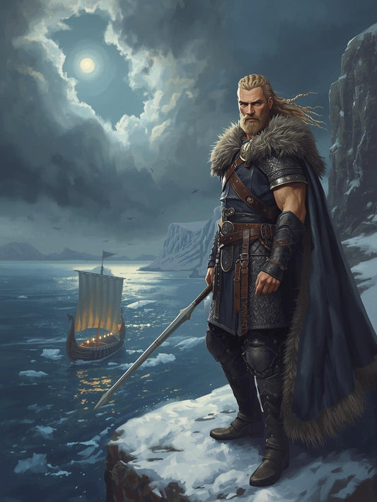 Paint by Number Nordic Viking Warrior of the Frozen Coast – DIY Canvas Painting Kit