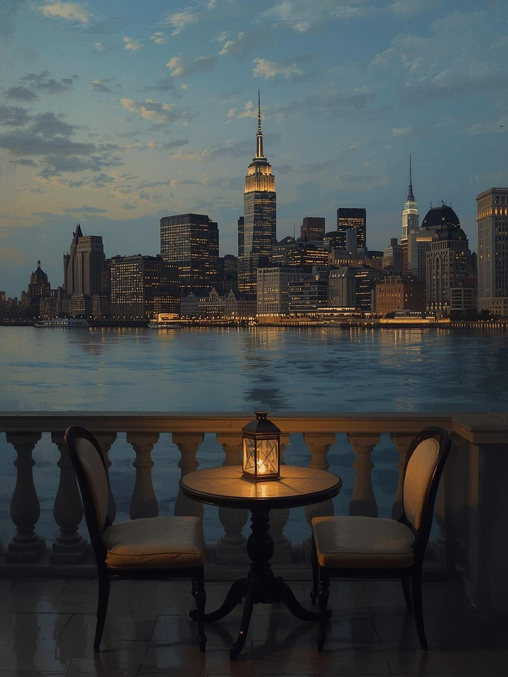 Paint by Number New York Skyline Waterfront Evening View – DIY Paint Kit