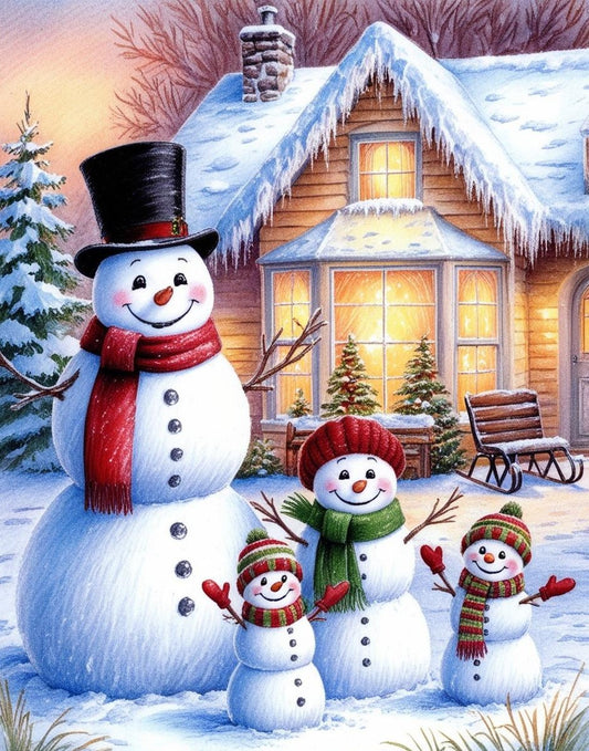 Paint by Number Sweet Snowman Family