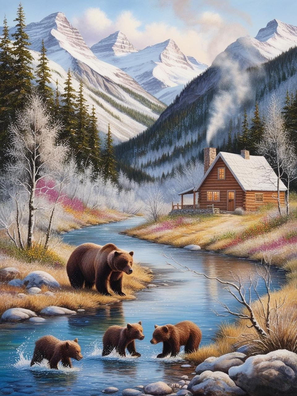 Paint by Number Creekside Days for the Bear Family