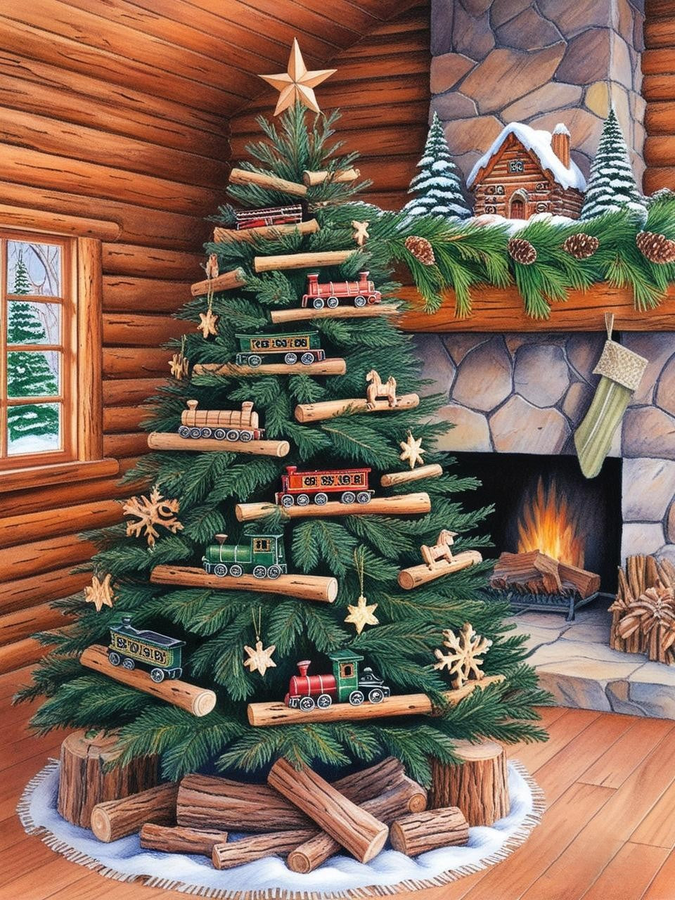 Paint by Number Rustic Toyland Christmas