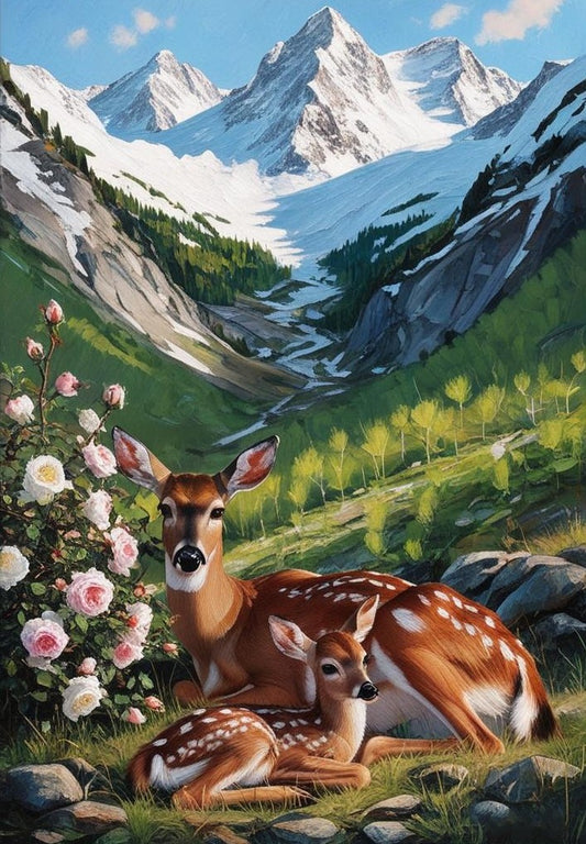 Paint by Number Snowy Heights and Meadow Deer