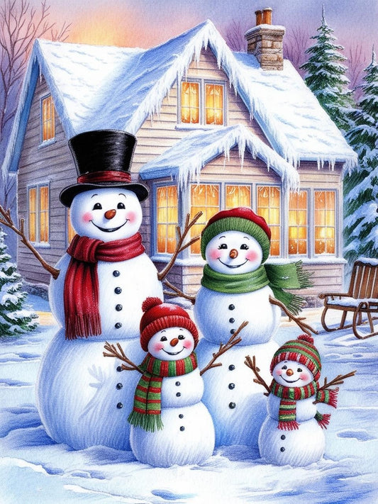 Paint by Number Cozy Snowman Family