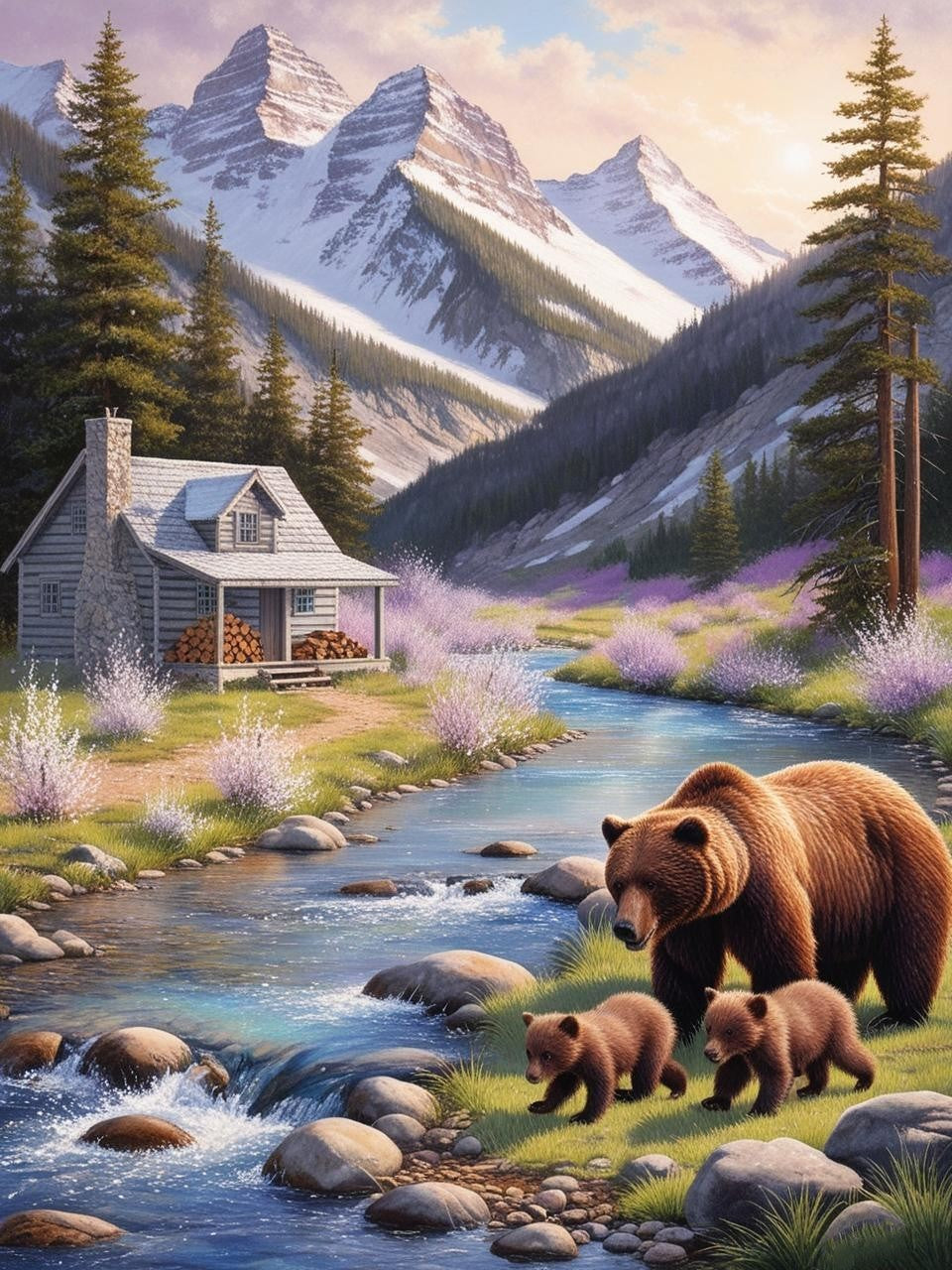 Paint by Number Fishing Lessons for Bear Cubs