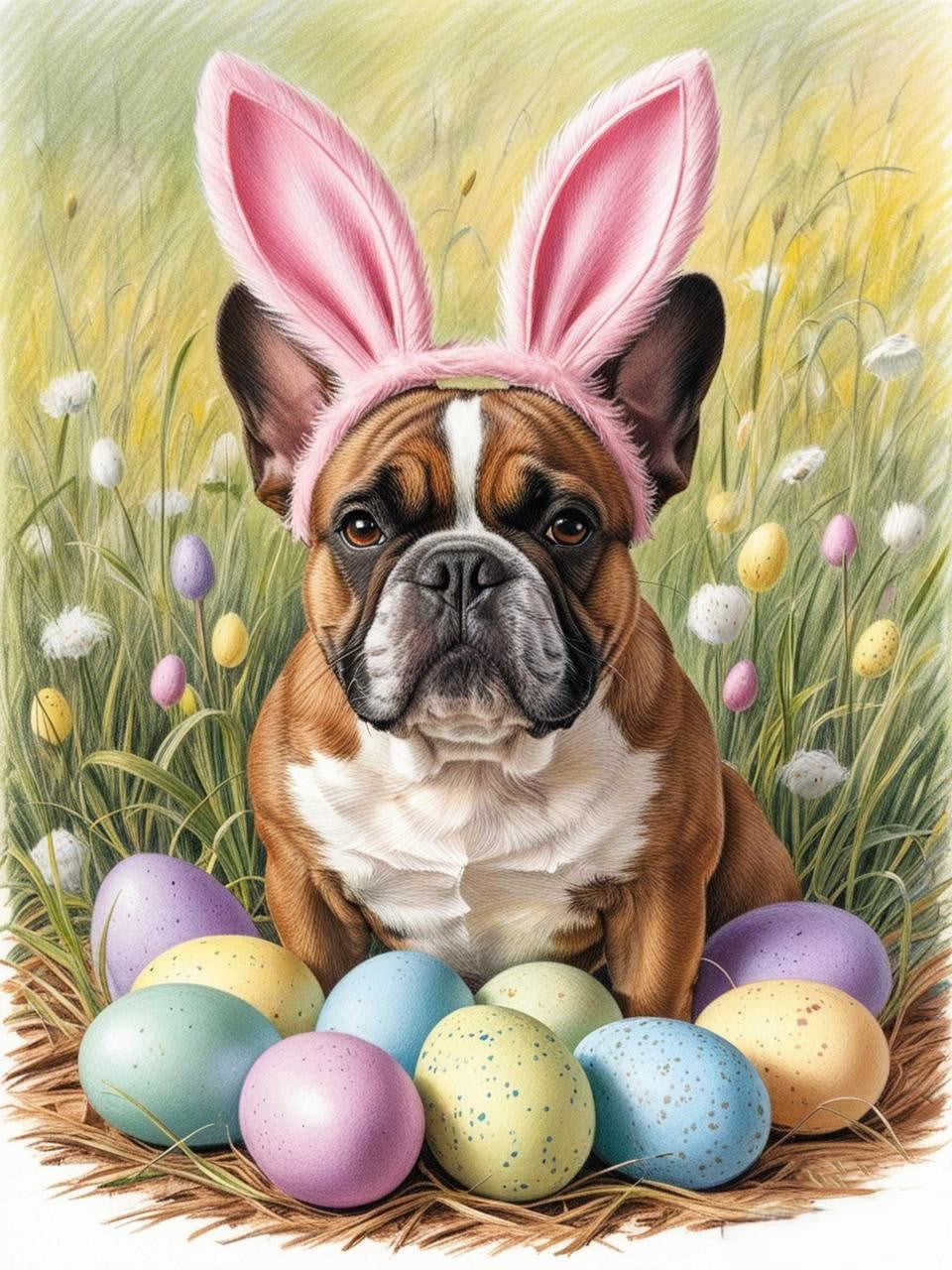 Paint by Number Bulldog Easter Bunny