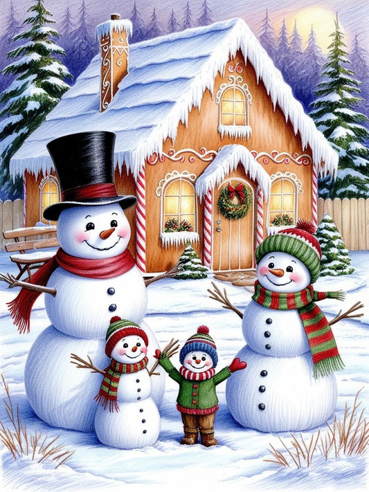 Paint by Number Winter Snowman Family