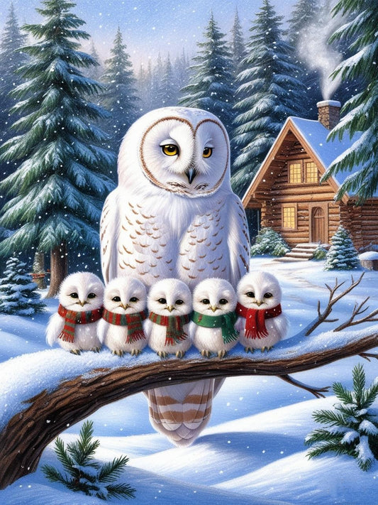 Paint by Number Cozy Christmas Owlets