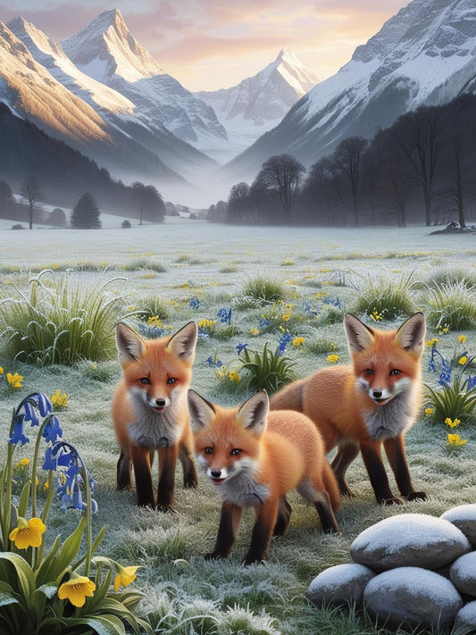 Paint by Number Playful Days of the Baby Foxes