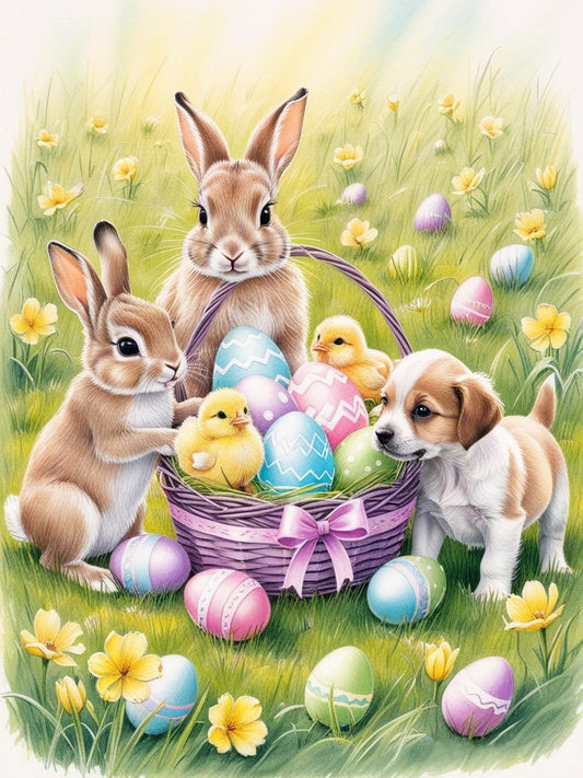 Paint by Number Timeless Bunny with Springtime Wonders