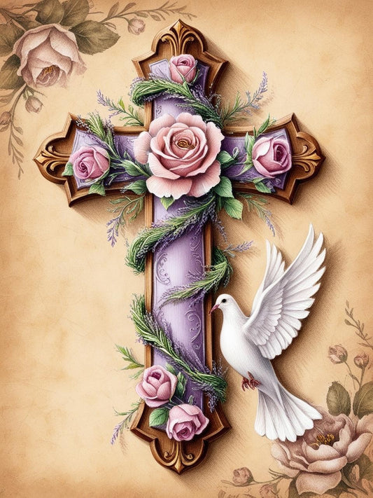 Paint by Number Serene Garden Floral Cross