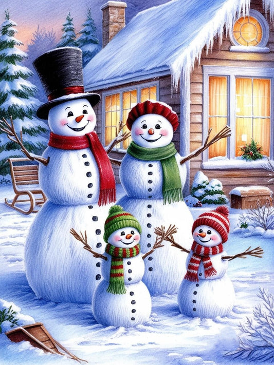 Paint by Number Christmas Snowman Family