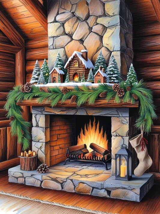 Paint by Number Cozy Cabin Hearth