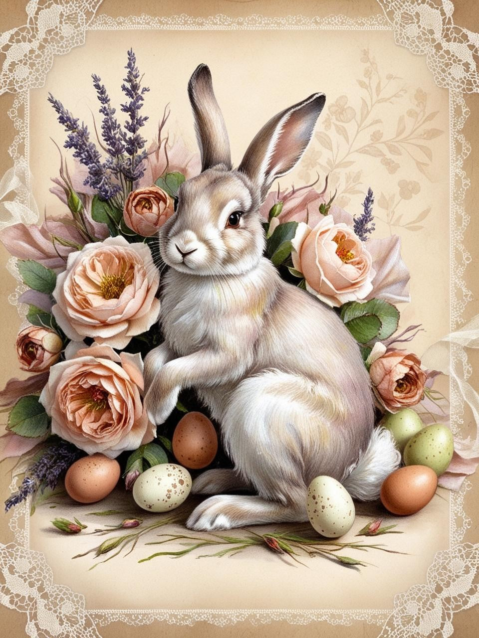 Paint by Number Old-World Bunny & Springtime Wonders