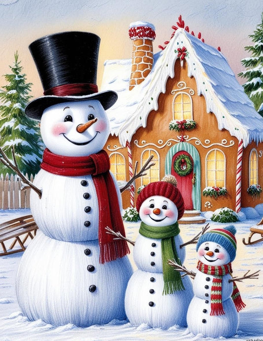 Paint by Number Snowman Family Charm