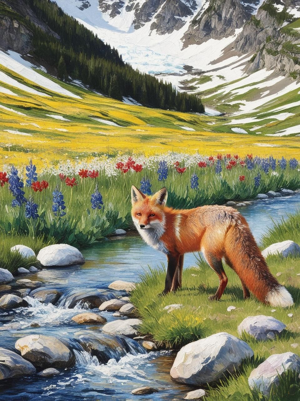 Paint by Number Among the Wildflowers, the Fox Roams