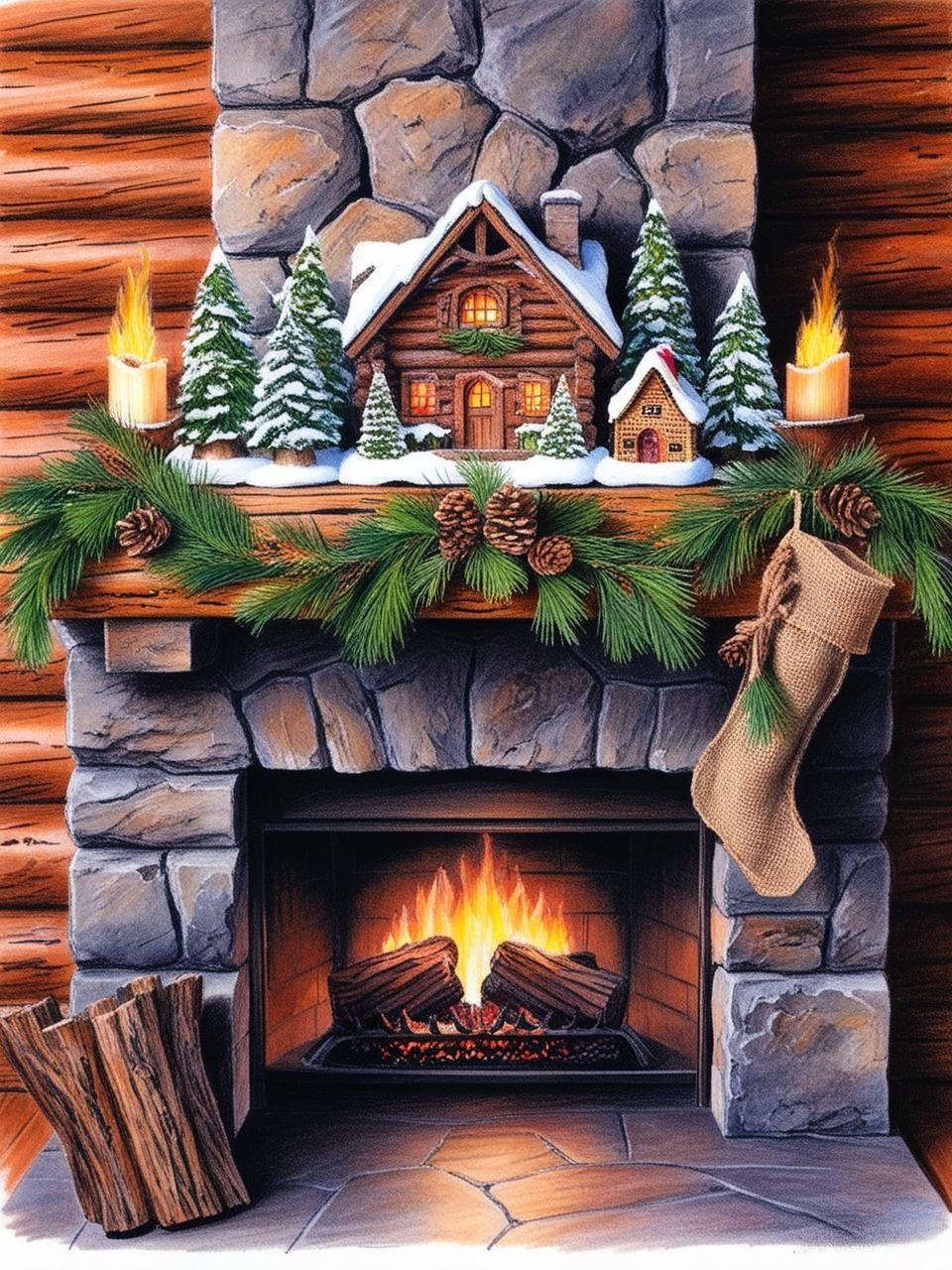 Paint by Number Yuletide by the Fire