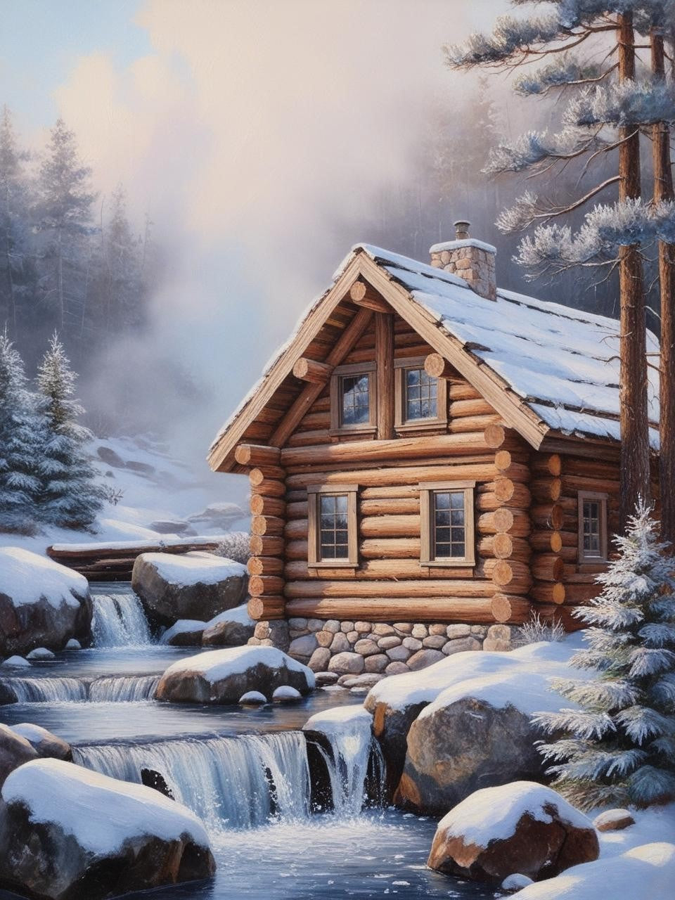 Paint by Number Cabin Wrapped in Snow