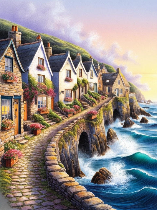 Paint by Number Coastal Village Serenity