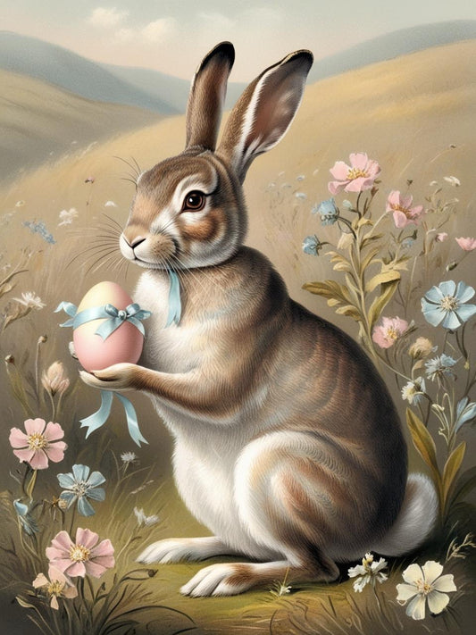 Paint by Number Old-Fashioned Bunny with Easter Delights