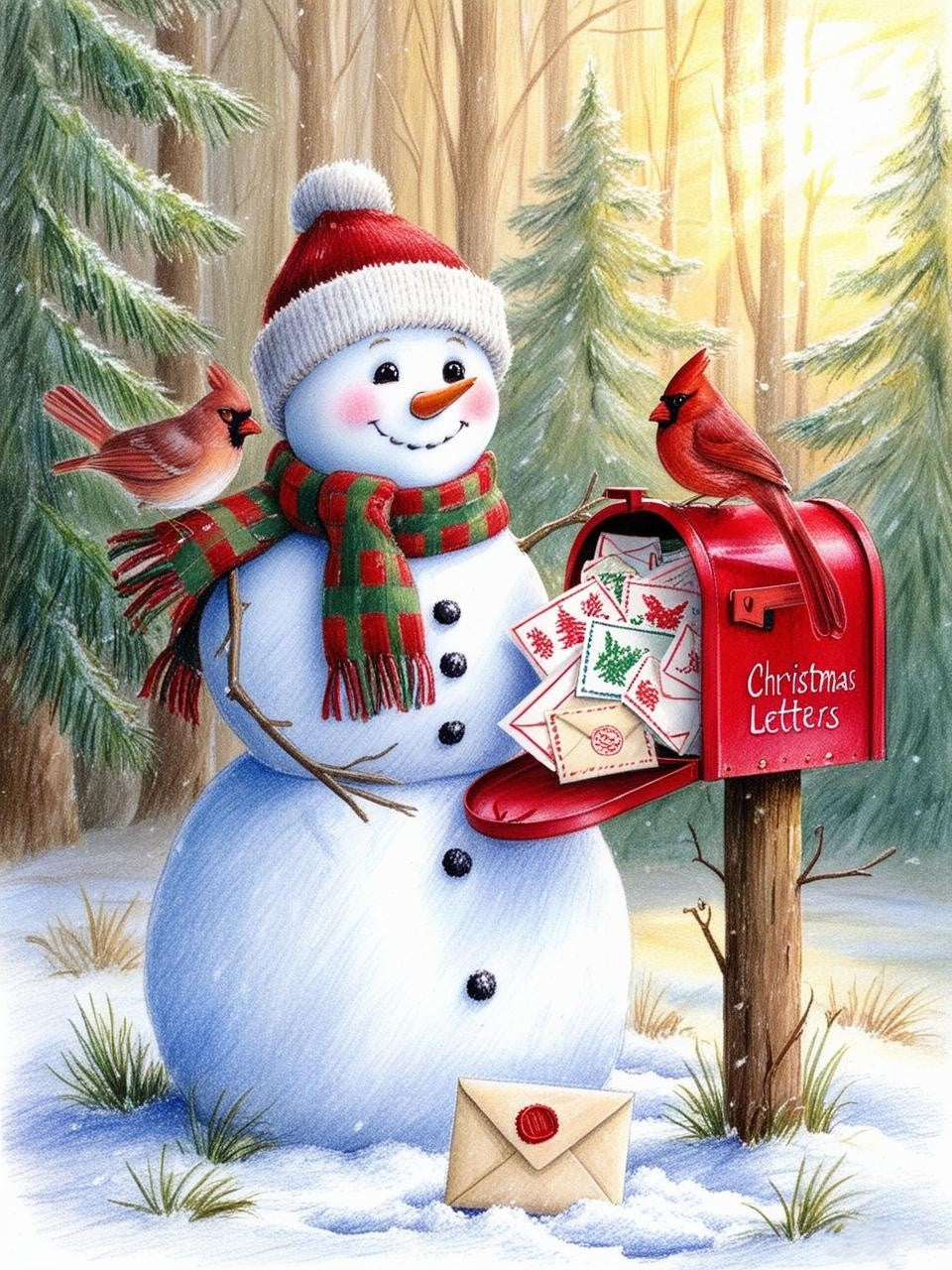 Paint by Number Christmas Mail Snowman