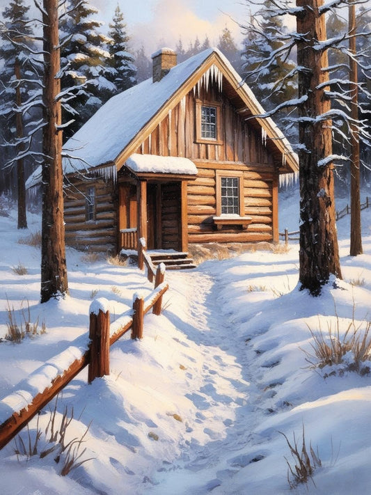 Paint by Number Frosty Forest Cabin Escape