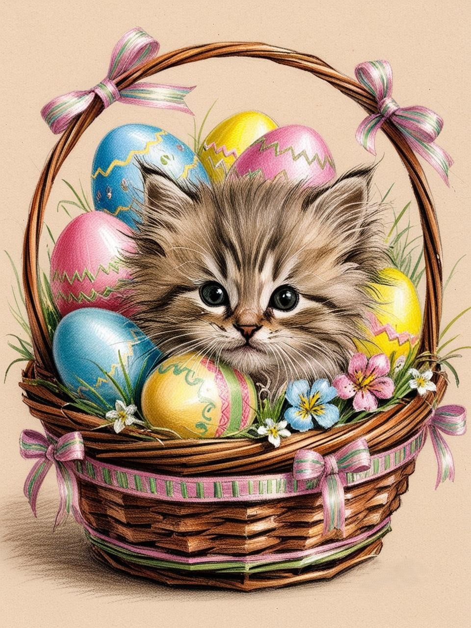 Paint by Number Easter Kitten