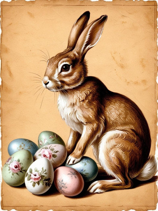 Paint by Number Antique Bunny’s Easter Blessings