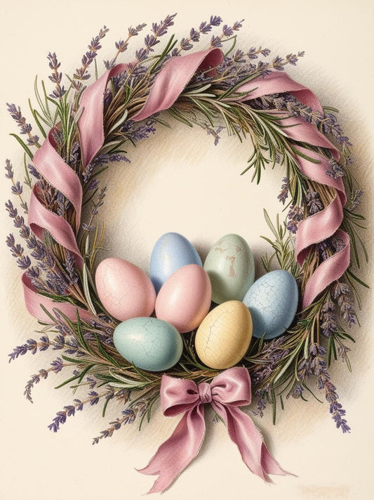 Paint by Number Soft Pastel Easter Wreath